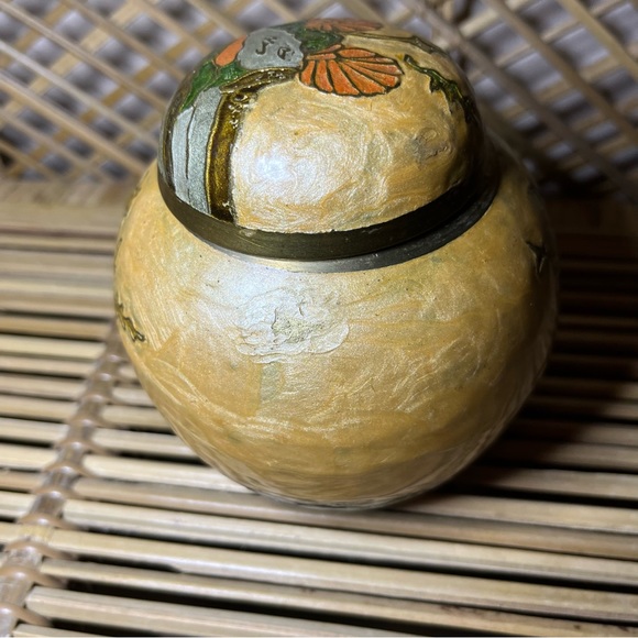 Accents Vintage Cloisonne Brass Enamel Ginger Jar Small Urn Vase